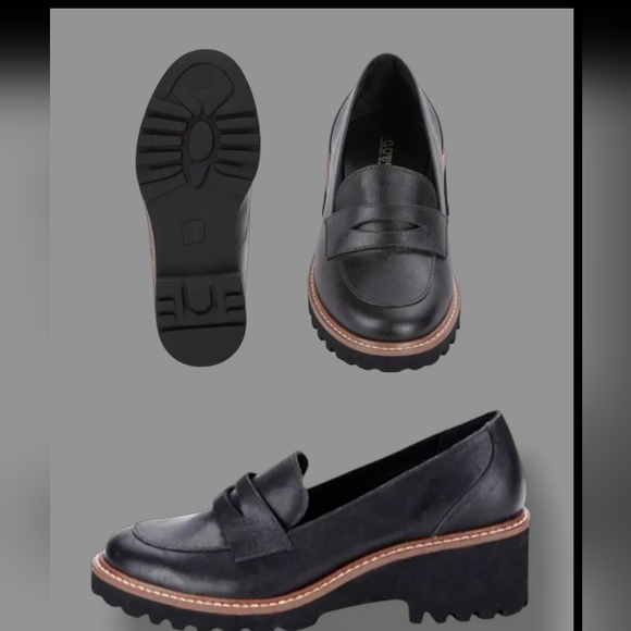 🆕Black Leather Chunky Heel Loafer - Picture 6 of 8